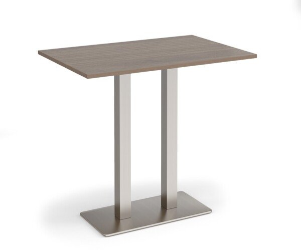 Dams Eros Rectangular Poseur Table with Flat Brushed Steel Rectangular Base & Twin Uprights - Barcelona Walnut