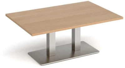 Dams Eros Rectangular Coffee Table with Flat Brushed Steel Rectangular Base & Twin Uprights 1200 x 800mm
