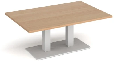 Dams Eros Rectangular Coffee Table with Flat White Rectangular Base & Twin Uprights 1200 x 800mm