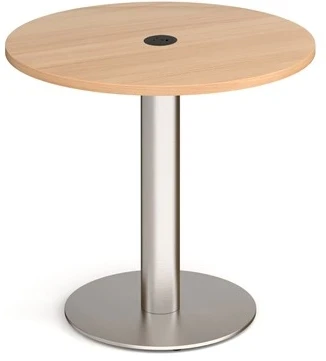 Dams Monza Circular Dining Table 800mm In Beech with Central Circular Cutout & Ion Power Module In Black