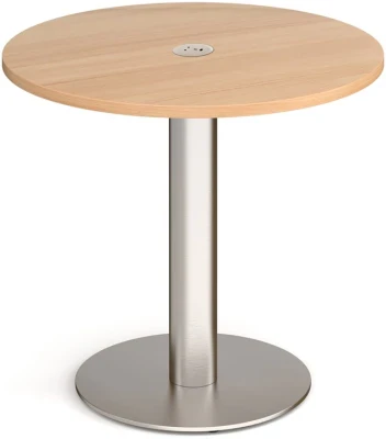 Dams Monza Circular Dining Table 800mm In Beech with Central Circular Cutout & Ion Power Module In White