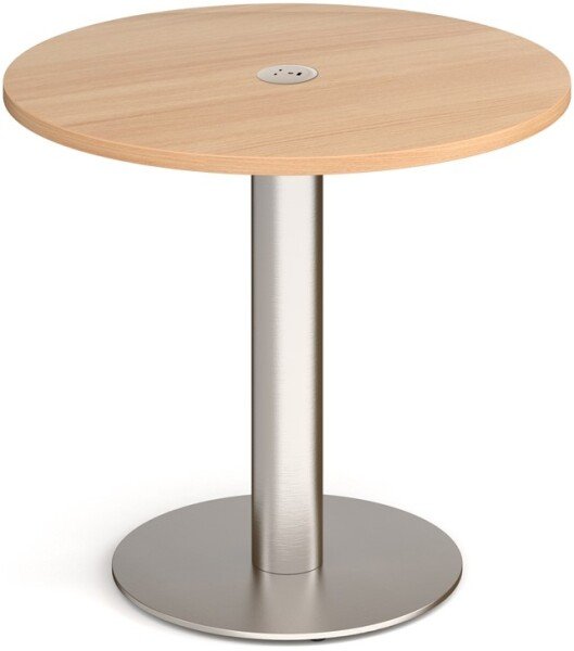 Dams Monza Circular Dining Table 800mm In Beech with Central Circular Cutout & Ion Power Module In White