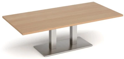 Dams Eros Rectangular Coffee Table with Flat Brushed Steel Rectangular Base & Twin Uprights 1600 x 800mm