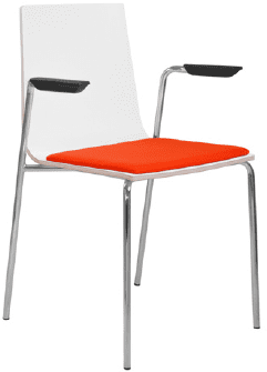 Elite Multiply Breakout Chair With Arms, White Frame & Upholstered Seat Pad - Beech Finish