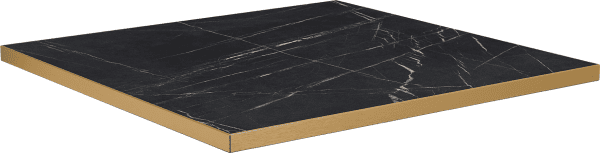 Zap Omega Laminate Marble Square Table Top with Gold Edge - 800 x 800mm - Black Marble