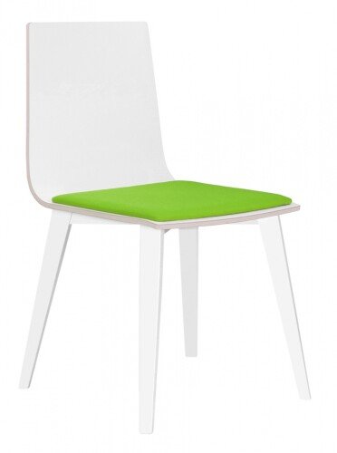 Elite Multiply Breakout Wooden Frame Chair With White Shell & Upholstered Seat Pad - White Leg
